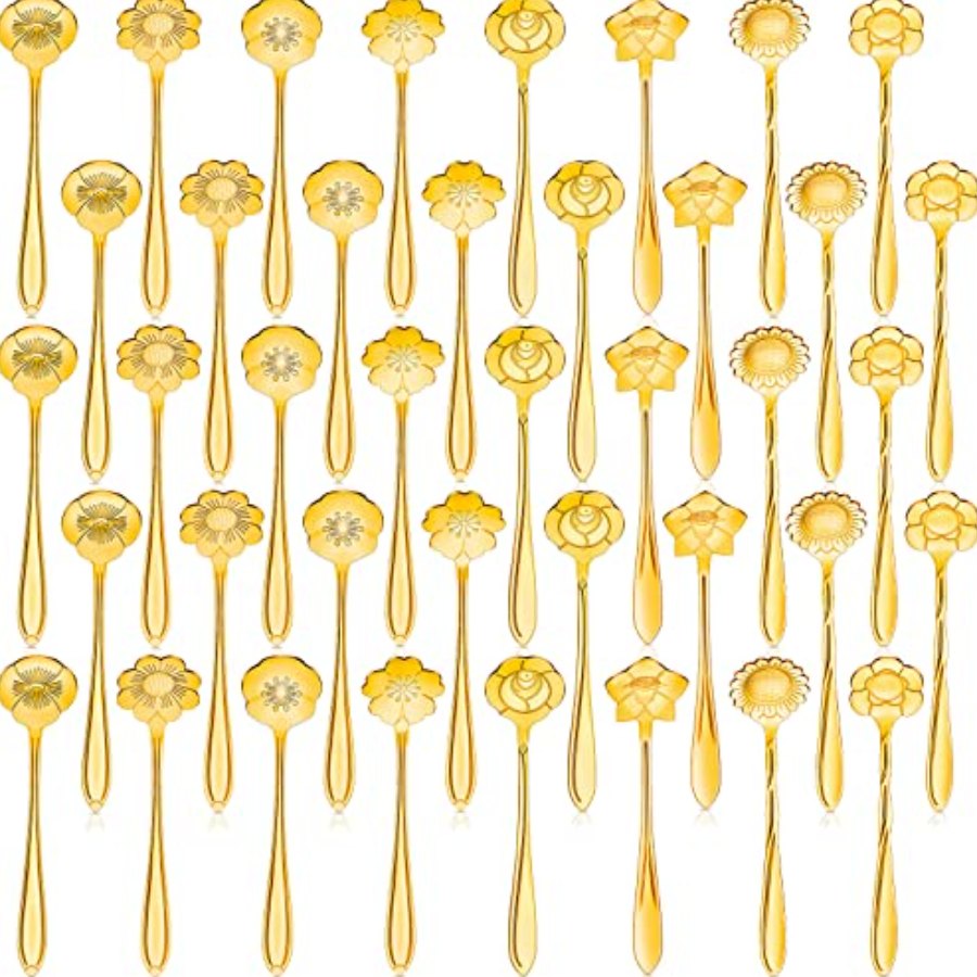 eBoot Gold Flower Teaspoon Stainless Steel Tea